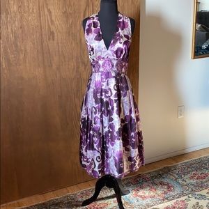 Purple print Adrianna Papel halter dress